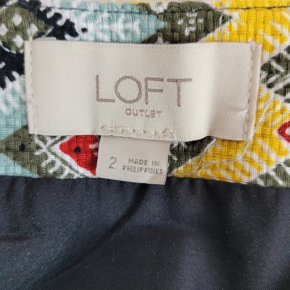 The Loft Outlet black red yellow blue pencil skirt ethnic colorful geometric 2